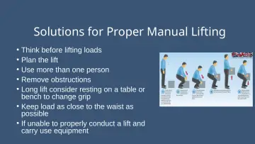 Slide 22: Solutions for Proper Manual Lifting