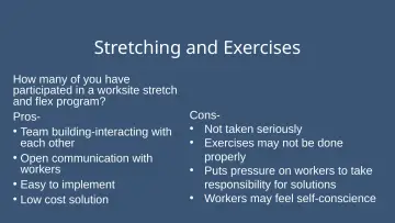 Slide 39: Stretching and Exercises