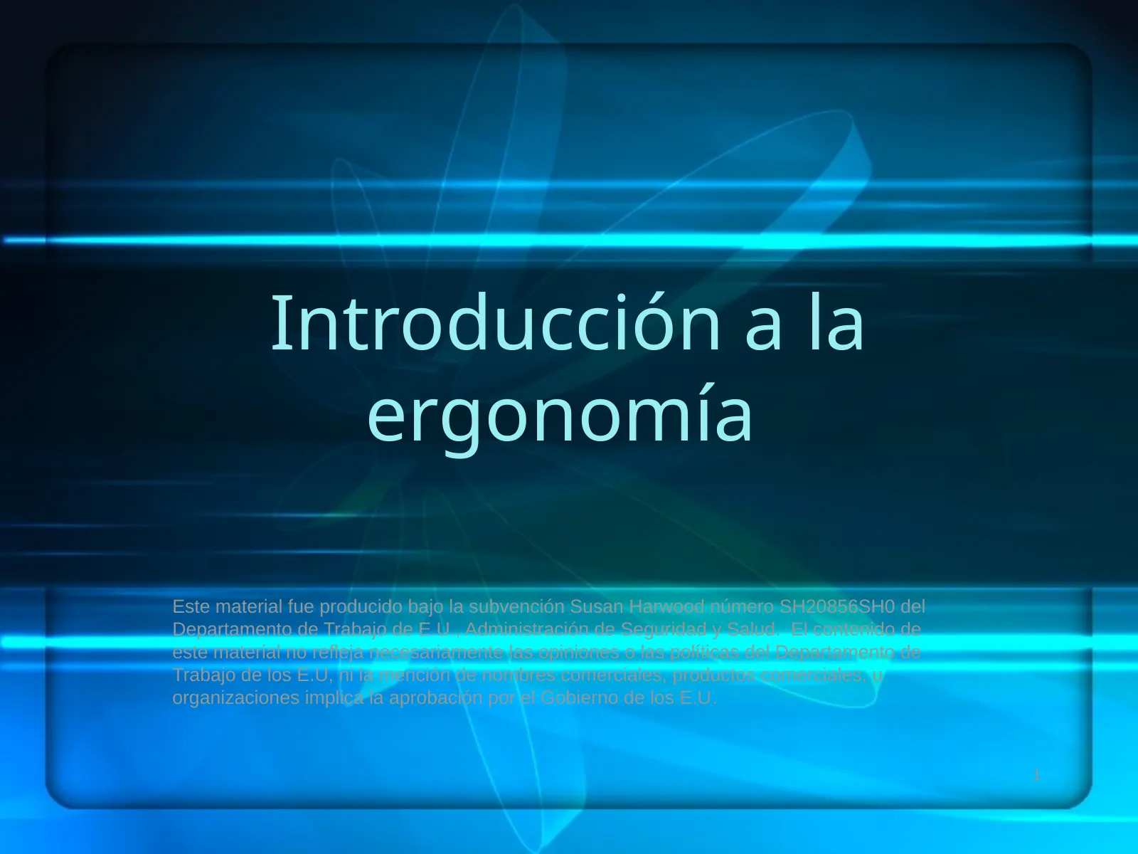 Introducción de la Ergonomía, slide 1: Introducción a la ergonomía