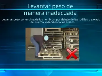 Slide 17: Levantar peso de manera inadecuada