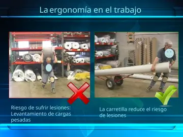 Slide 19: La ergonomía en el trabajo