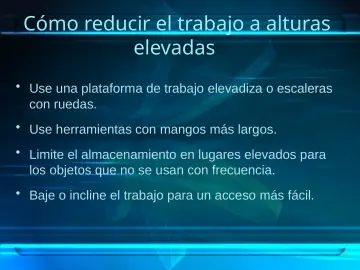 Slide 30: Cómo reducir el trabajo a alturas elevadas