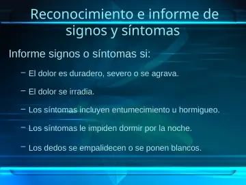 Slide 57: Reconocimiento e informe de signos y síntomas