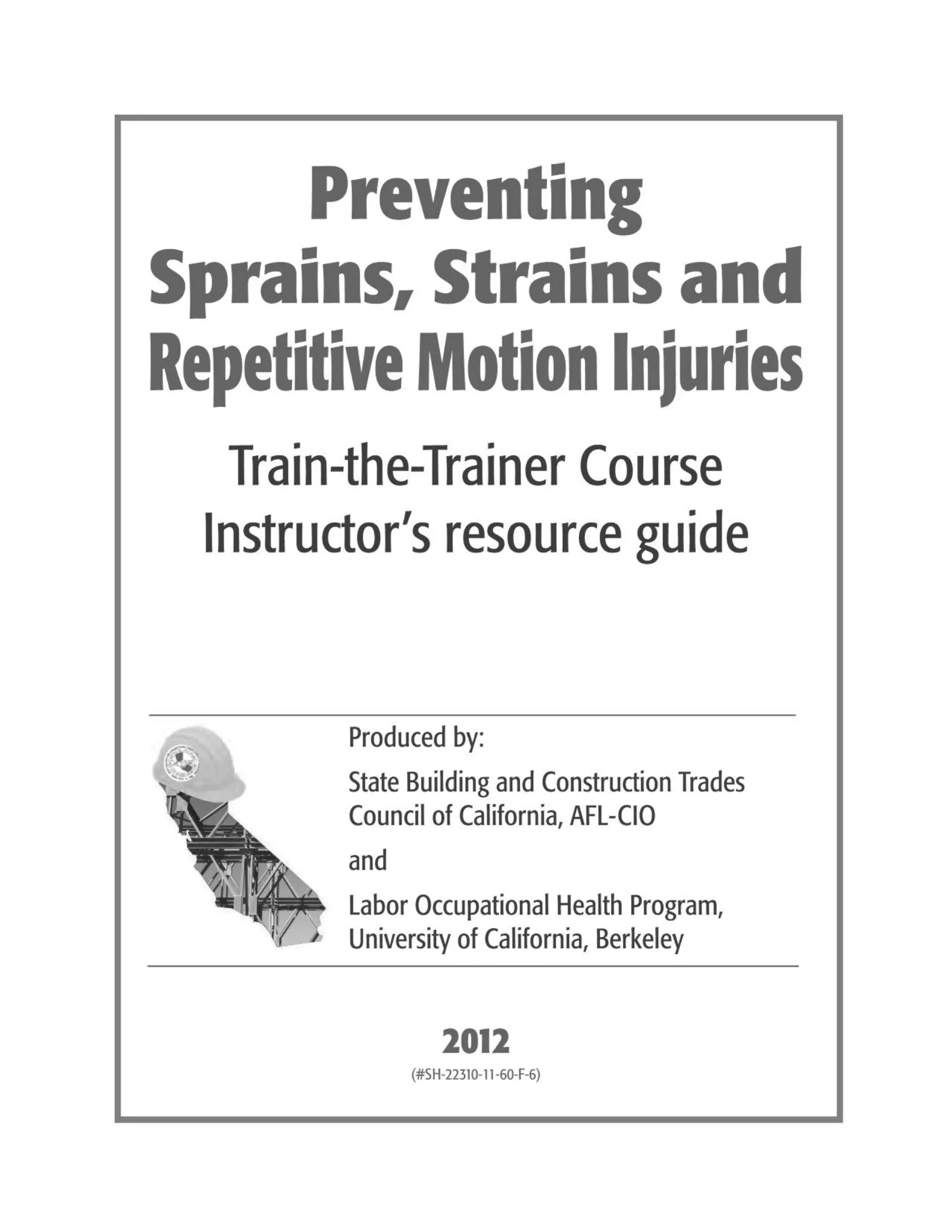 Preventing Sprains, Strains, and Repetitive Motion Injuries: Instructor Guide, page 1