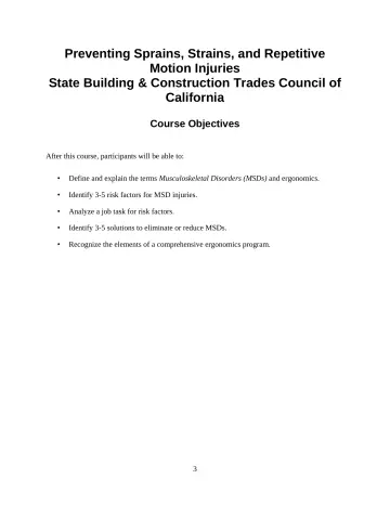 Page 5: Preventing Sprains, Strains, and Repetitive Motion Injuries