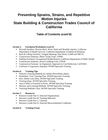 Page 9: Preventing Sprains, Strains, and Repetitive Motion Injuries