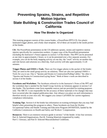 Page 11: Preventing Sprains, Strains, and Repetitive Motion Injuries