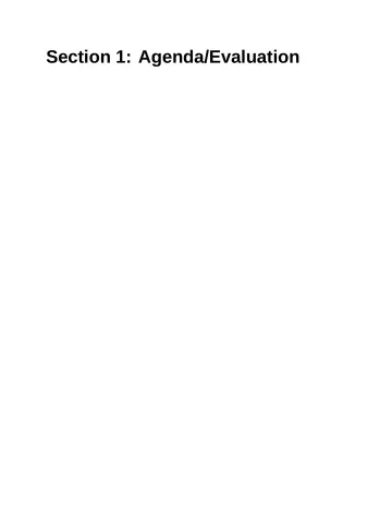 Page 13: Section 1: Agenda/Evaluation