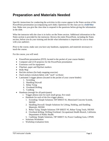 Page 31: Preparation and Materials Needed