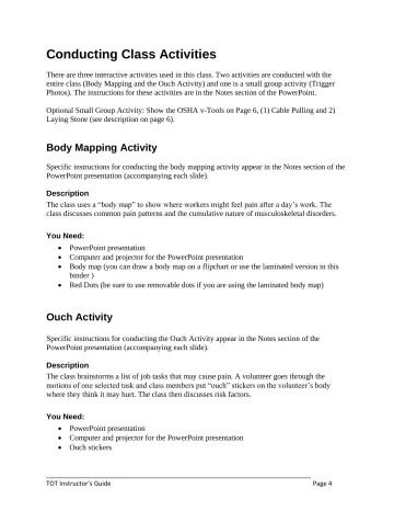 Page 32: Conducting Class Activities
