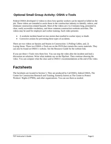 Page 34: Factsheets