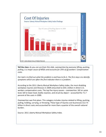Page 47: Tell the class: As you can see from this slide, overexertion by excessive lifting…
