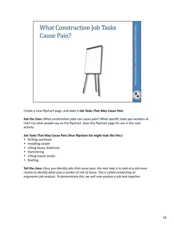 Page 51: Create a new flipchart page, and label it Job Tasks That May Cause Pain.