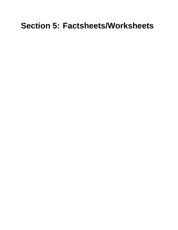 Page 107: Section 5: Factsheets/Worksheets