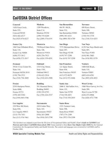 Page 115: Cal/OSHA District Offices