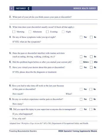 Page 124: WORK ER HEALTH SURVEY