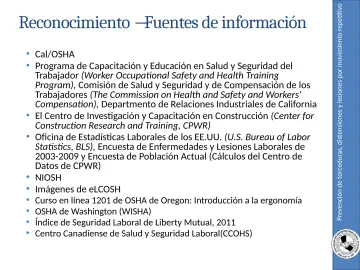 Slide 3: Prevención de torceduras, distensiones y lesiones por movimiento repetitivo