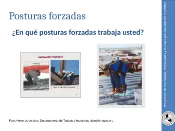 Slide 18: Prevención de torceduras, distensiones y lesiones por movimiento repetitivo