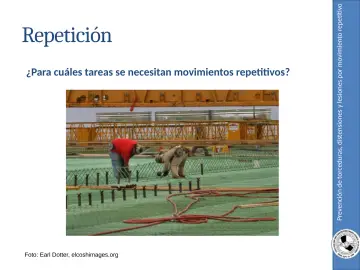 Slide 19: Prevención de torceduras, distensiones y lesiones por movimiento repetitivo