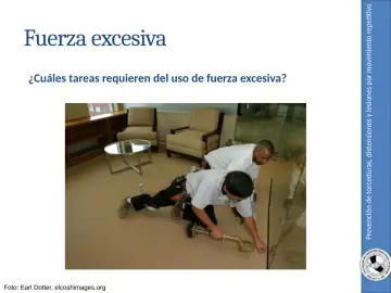 Slide 20: Prevención de torceduras, distensiones y lesiones por movimiento repetitivo