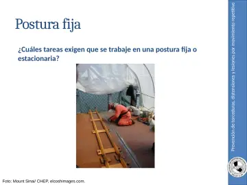 Slide 21: Prevención de torceduras, distensiones y lesiones por movimiento repetitivo