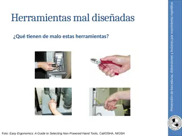 Slide 23: Prevención de torceduras, distensiones y lesiones por movimiento repetitivo