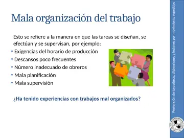 Slide 25: Prevención de torceduras, distensiones y lesiones por movimiento repetitivo