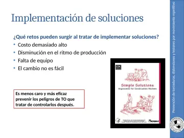Slide 36: Prevención de torceduras, distensiones y lesiones por movimiento repetitivo