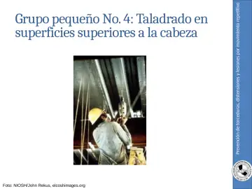 Slide 44: Prevención de torceduras, distensiones y lesiones por movimiento repetitivo