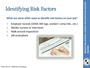 Slide 26: PREVENTING SPRAINS, STRAINS AND REPETITIVE MOTION