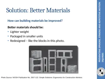 Slide 28: PREVENTING SPRAINS, STRAINS AND REPETITIVE MOTION