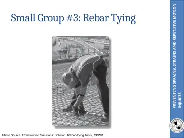 Slide 42: PREVENTING SPRAINS, STRAINS AND REPETITIVE MOTION