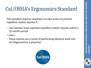 Slide 49: PREVENTING SPRAINS, STRAINS AND REPETITIVE MOTION