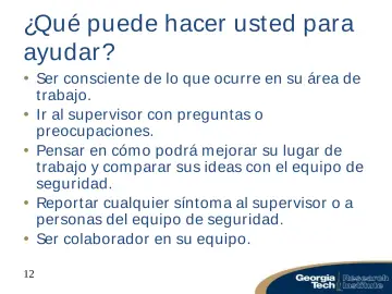 Slide 12: ¿Qué puede hacer usted para ayudar?