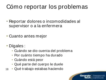 Slide 18: Cómo reportar los problem as