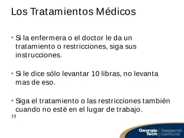 Slide 19: Los Tratamientos Médicos