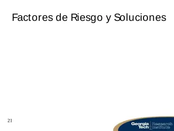 Slide 21: Factores de Riesgo y Soluciones