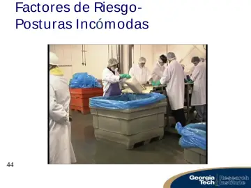 Slide 44: Factores de Riesgo- Posturas Incóm odas
