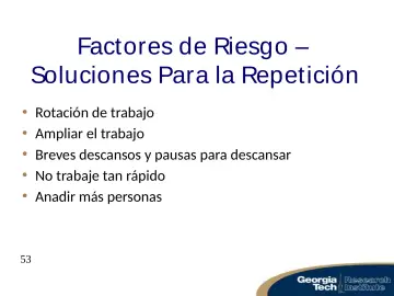 Slide 53: Factores de Riesgo – Soluciones Para la Repetición