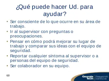 Slide 60: ¿Qué puede hacer Ud. para ayudar?