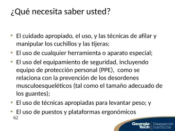 Slide 62: ¿Qué necesita saber usted?