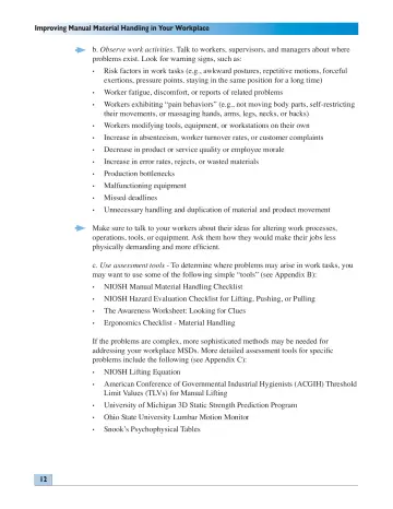 Page 12: Improving Manual Material Handling in Your Workplace
