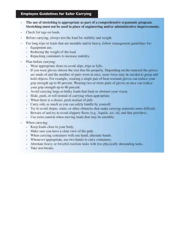 Page 31: Employee Guidelines for Safer Carrying