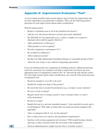 Page 60: Appendix D Improvement Evaluation “Tool”