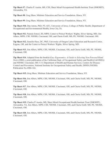 Page 6: Tip Sheet #7. Charles P. Austin, MS, CIH, Sheet Metal Occupational Health Institute Trust…