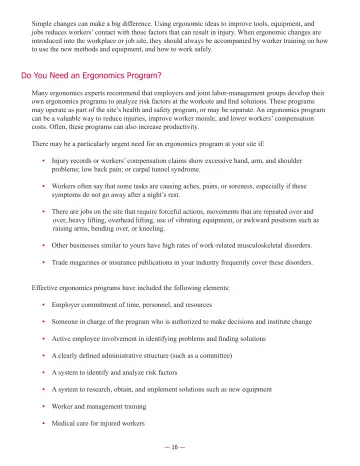 Page 18: Do You Need an Ergonomics Program?