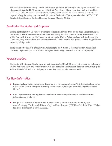 Page 52: Laying lightweight CMUs reduces a worker’s fatigue and lowers stress on the back and arm…