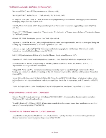 Page 85: Tip Sheet #5. Adjustable Scaffolding for Masonry Work