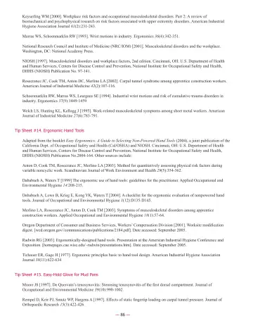 Page 88: Keyserling WM [2000]. Workplace risk factors and occupational musculoskeletal disorders. …