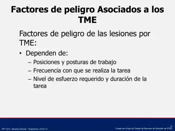 Slide 12: Factores de peligro Asociados a los TME
